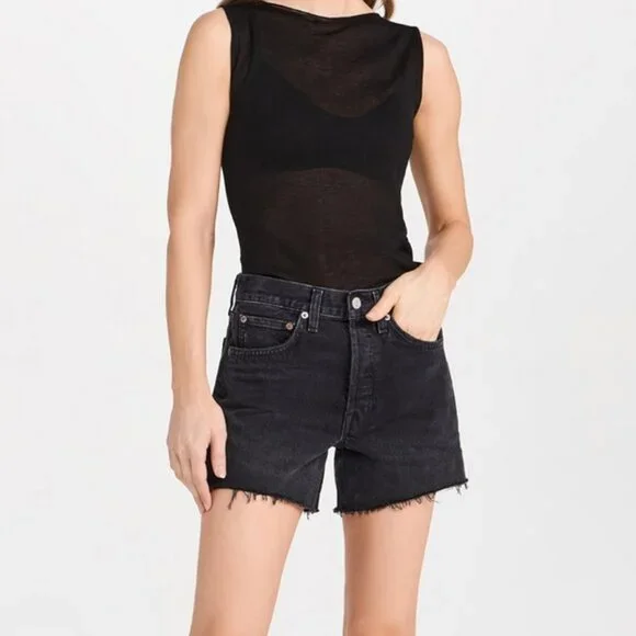 Agolde Parker Shorts - Black - Size 29 - Picture 5 of 10